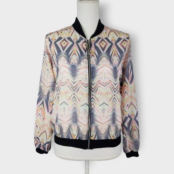 One & Only Urban Outfitters Bomber Jacket Abstract Lightweight Multi-color Small - Picture 8 of 8